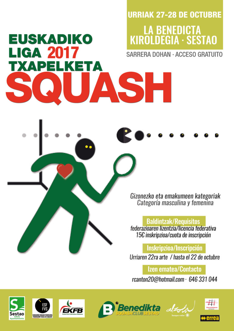27 y 28 de octubre, campeonato de la Liga Vasca de Squash en la Benedicta